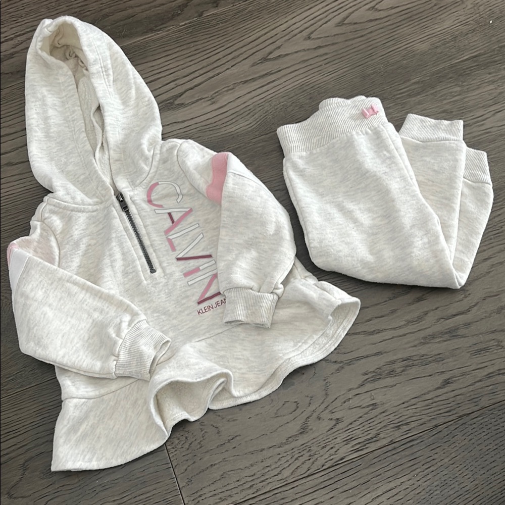 Calvin Klein Kids Gray and Pink Matching Set